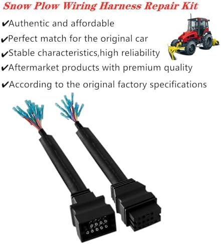 Snow Plow Wiring Harness Repair Kit MSC04753 MSC04754 for Boss Snowplow Blade,13 Pin Connector Repair Ends Vehicle Side and Plow Side