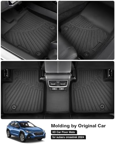 Powerty Floor Mats for 2024 2025 2026 Subaru Crosstrek & Impreza All Weather 3D TPE Anti-Slip Car Liners for 1st & 2nd Row Accessories