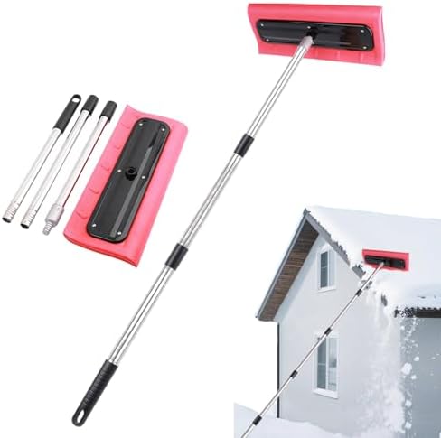 Snow Roof Rake, Foam Head Roof Snow Rake, Foam Broom Scraper for Clearing, Adjustable Telescoping No-Scratch Snows Broom, for Windshields, , Solar Panels and Shingle Overhangs (78.7inch/2.0m)