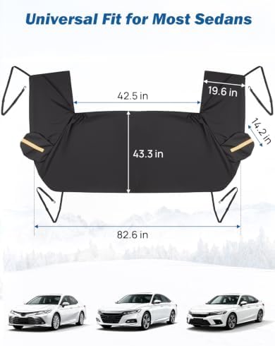 JOYTUTUS Windshield Cover for Ice and Snow, Heavy Duty 900D Oxford Fabric, All-Weather Protection with Side Mirror Covers, Waterproof, Anti-Theft Design, Fit Most Cars, Sedans