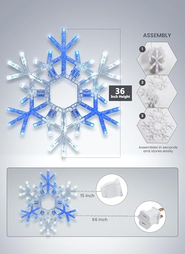 Brightown Christmas Lights Outdoor, 108LED 36" Folding Big Snowflake Lights