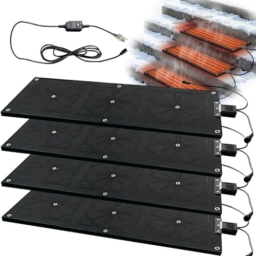 OEBLD 4Pcs 10”X 30”Heated Snow Melting Mats, Heated Mats for Outdoor Steps