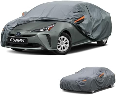 GUNHYI Premium Car Cover Custom Fit Toyota Prius(2023-2026), 16 Layers Heavy Duty Car Cover Waterproof All Weather with Zipper Door for Sun Rain Snow Dust Uv Protection