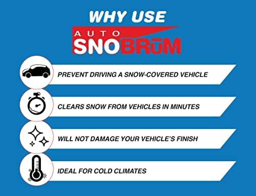 SNOBRUM - Snow Remover for Cars and Trucks - 28 to 63 Inch Automotive Snow Brush with Foam Head and 4 Piece Handle - Made in The USA, Push-Broom Design - No-Scratch Snow Removal - 3 Pack