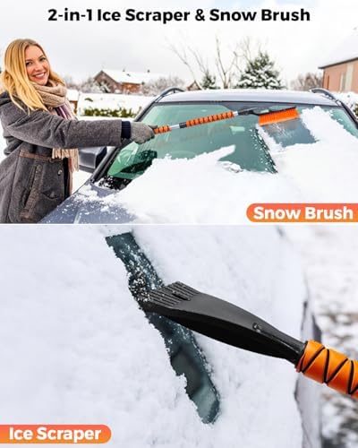 EcoNour 43" Ice Scrapers for Car Windshield | 3 Parts Detachable Snow Brush