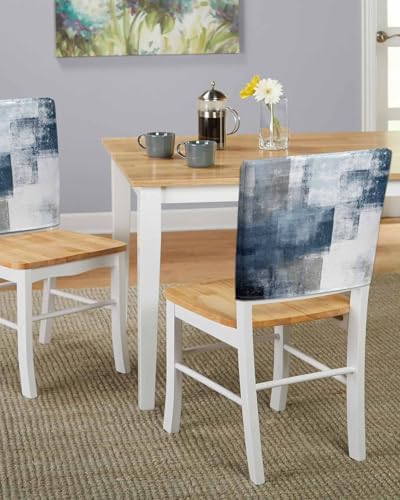 Abstract Oil Painting Chair Back Covers Set of 8 Navy Blue Gray Graffiti Vintage Mottled Classic Washable Removable Chair Cover Slipcover Protector for Dining Room Hotel Party Holiday Decor