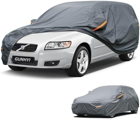 GUNHYI Premium Car Cover Custom Fit Volvo V50, 16 Layers Heavy Duty Car Cover Waterproof All Weather with Zipper Door for Sun Rain Snow Dust Uv Protection