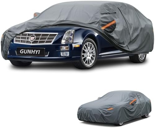GUNHYI Premium Car Cover Custom Fit Cadillac STS, 16 Layers Heavy Duty Car Cover Waterproof All Weather with Zipper Door for Sun Rain Snow Dust Uv Protection