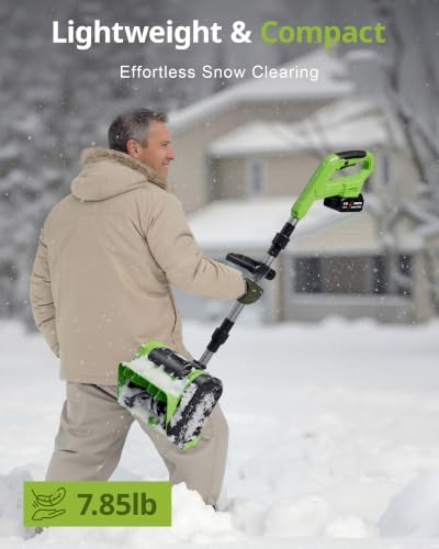 DEGGE Electric Cordless Snow Shovel, 2X 3.0Ah/ 21V/ 12-Inch Battery