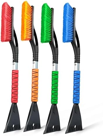 EcoNour 27" Snow Brush with Ice Scrapers for Car Windshield (4 Pack)