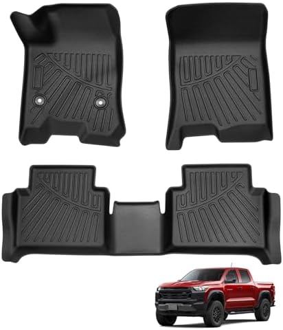 Powerty Floor Mats for 2023-2025 2026 Chevy Colorado/GMC Canyon All Weather 3D TPE Anti-Slip Truck Liners for 1st & 2nd Row Accessories