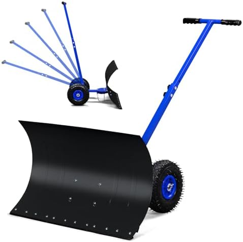 Outvita Snow Shovel with Wheels, 29" Wide 18" Long, Black & Blue