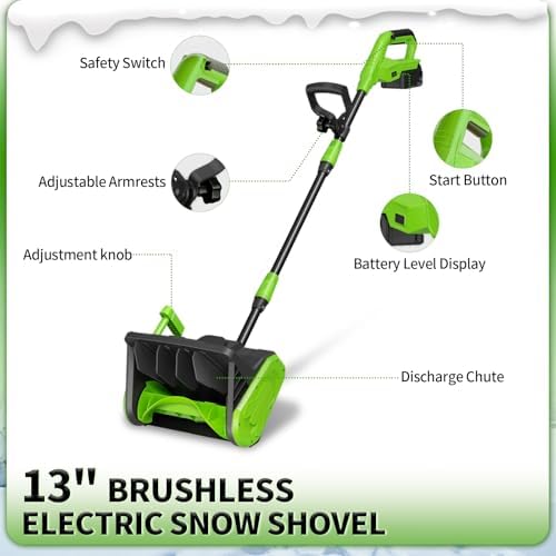 21V Cordless Snow Shovel, Snow Blower Battery Powered for Driveway