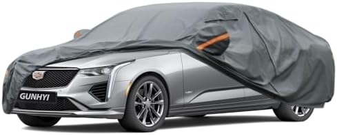 GUNHYI Premium Car Cover Custom Fit Cadillac CT4, 16 Layers Heavy Duty Car Cover Waterproof All Weather with Zipper Door for Sun Rain Snow Dust Uv Protection
