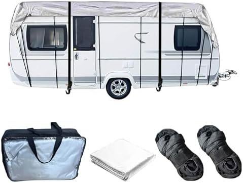 Wider 3.3m/10.83ft rv Cover Class c 210D Oxford Cloth Camper Covers Wind, Rain and Snow Proof with 2 Windproof Straps Grey-49.2 x 10.8 ft