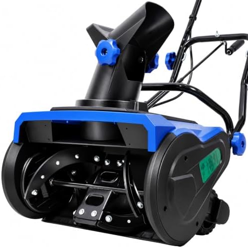 Corded Electric Snow Thrower, 20 Inch 15 Amp, 30 Ft Throwing, 180° Chute, 3100 RPM Auger, 10 Inch Clearing Depth, 120V/60Hz Power, Driveway, Sidewalk and Patio Snow Removal (Blue)