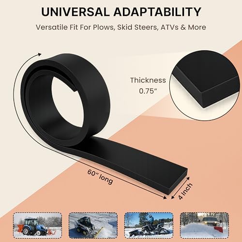 SIMOND STORE Rubber Cutting Edge for Snow Plow –Heavy Duty 60" x 4" x 0.75"