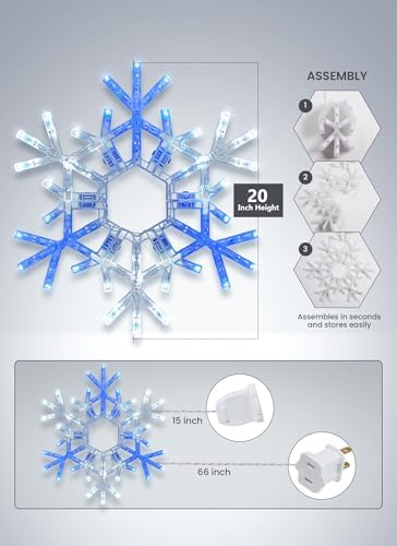 Brightown Christmas Lights Outdoor, 72 LED 20" Folding Big Snowflake Lights
