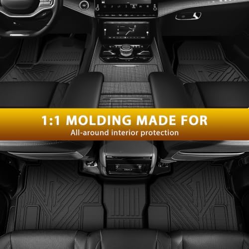 Powerty Floor Mats Cargo Liner for Jeep Wagoneer 2022-2025 7-Seat (NOT for 8-Seat/L/S) All Weather 3D TPE Anti-Slip Car Protection, 1st & 2nd & 3rd Row Set with Rear Cargo Mat Accessories