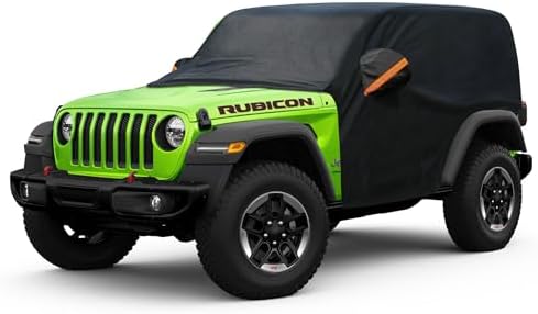 Kayme Half Car Cover Waterproof All Weather for Jeep Wrangler 2 Door