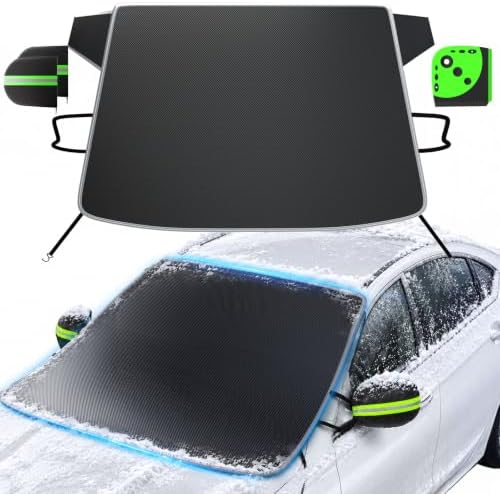 DooGooCoo 3-in-1 Universal Windshield Cover for Ice & Snow with Ice Scraper
