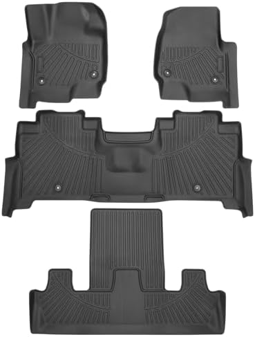 Powerty Floor Mats for 2018-2024 Ford Expedition 7-Seat (Fit for 2nd Row Captain Chairs) All Weather 3D TPE Anti-Slip Car Liners for 1st & 2nd & 3rd Row Accessories