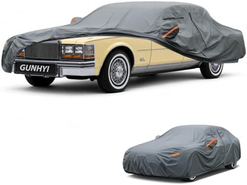 GUNHYI Premium Car Cover Custom Fit Cadillac Seville(1986–1991), 16 Layers Heavy Duty Car Cover Waterproof All Weather with Zipper Door for Sun Rain Snow Dust Uv Protection