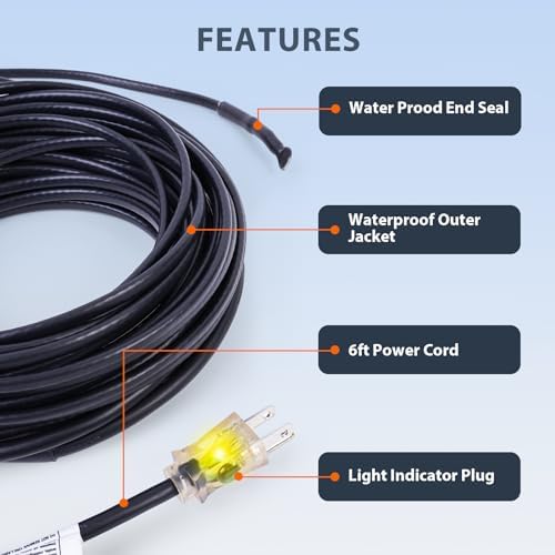 HEATIT HIRD 100 feet 5 Watts Per Foot Roof & Gutter Snow De-Icing Cable & Downspout Hanger