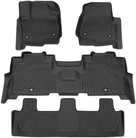 Powerty Floor Mats for 2018-2024 Ford Expedition 8-Seat (Fit for 2nd Row Bench) All Weather 3D TPE Anti-Slip Car Liners for 1st & 2nd & 3rd Row Accessories