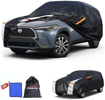 Toyota Corolla Cross Car Cover 100% Waterproof All Weather, Gift with Towel, 10 Layers SUV Car Cover Custom Fit 2020-2026 Toyota Corolla Cross, Outdoor Covers Rain Sun UV Protection with Door Zipper.