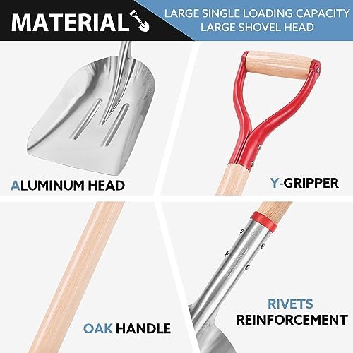 Aluminum Snow Shovel Driveway Snow Removal Tools Wide Grain Shovels