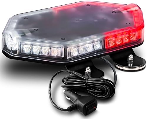 LAMPHUS NanoFlare 12 Inch 40W Red White LED Strobe Light Bar, Fire Truck