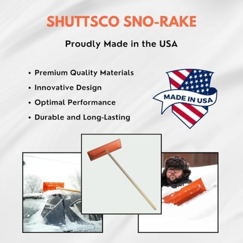 Snow Rake 18" Commercial Duty Snow Broom with 48" Wooden Finished Handle - Pack of 1