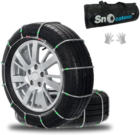 Snow Chains for Car and SUV,Cable Tire Chain,Compatible with Tire Width 195 205 215 225 235 235 MM - Set of 2