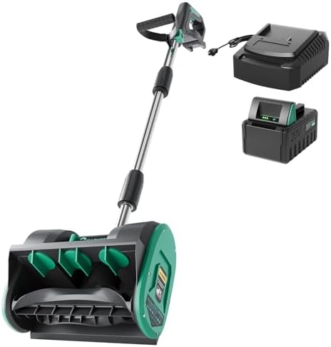 GarveeTech 12 in Cordless Snow Shovel - Brushless Motor Electric Snow Removal Blower, 16.5 FT Snow Thrower with, Clear Heavy, Wet Snow & Throws on Driveway,Walkway Deck,Stair