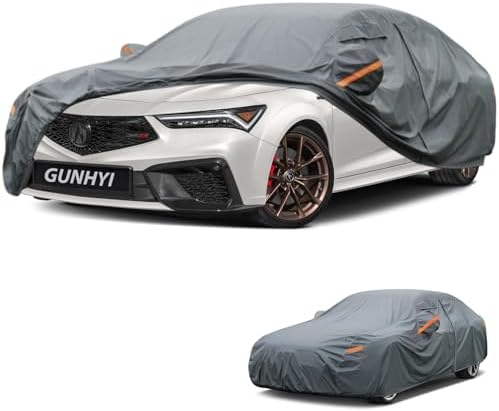 GUNHYI Premium Car Cover Custom Fit Acura Integra Sedan(1986-2001), 16 Layers Heavy Duty Car Cover Waterproof All Weather with Zipper Door for Sun Rain Snow Dust Uv Protection