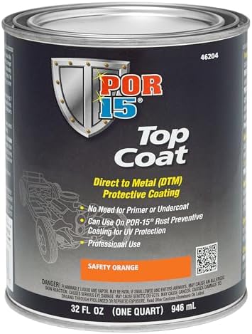 POR-15 Top Coat Paint, Direct to Metal Paint, Long-term Sheen and Color Retention, 32 Fluid Ounces, Safety Orange