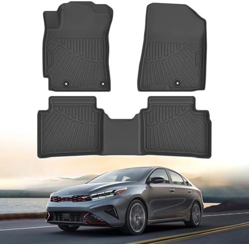 Powerty Floor Mats for 2019-2022 2023 2024 Kia Forte All Weather 3D TPE Anti-Slip Car Liners for 1st & 2nd Row Accessories