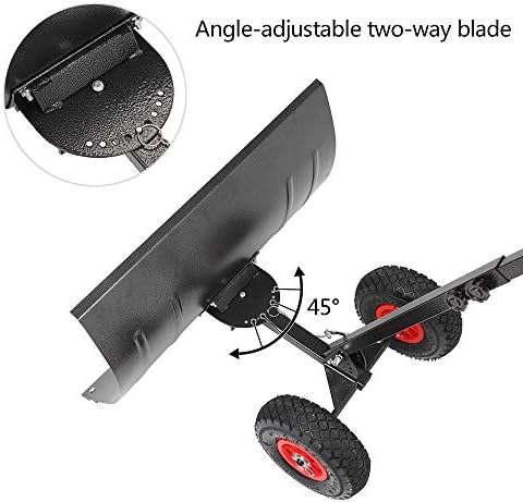 TUFFIOM Snow Pusher Shovel for Driveway with Wheels, 29"/39" Wide Heavy Duty Push Snow Plow Shovel, Wheeled Rolling Snow Shovels for Removal Adjustable Angle & Height Handle (Black(29 inch))
