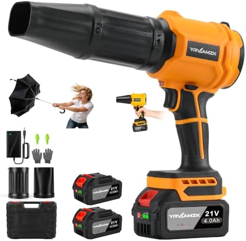 Cordless Leaf Blower with 2 x 4.0Ah Batteries and Fast Charger, Lightweight Electric Handheld Blower, Variable Speed for Lawn Care, Patio, Garage, Driveway Cleaning, Dust Removal and Car Drying