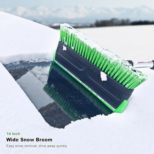 SEAAES 51 Inch Snow Brush and Snow Broom, Windshield Ice Scraper for Truck