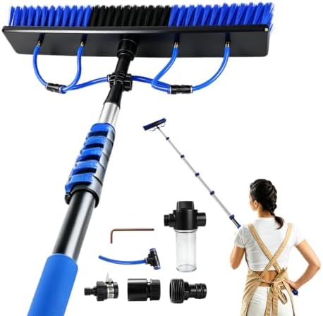 𝐔𝐩𝐠𝐫𝐚𝐝𝐞 Solar Panel Cleaning Kit, 20FT Extension Pole Solar Panel Cleaning Brush, Water Fed Pole Brush with Soap Dispenser, Fit for Solar Panels, Snow Removal, Window etc , 5 Year Warranty