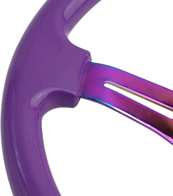 350mm 14" Racing Sport Steering Wheel Drifting Deep Dish 6 Bolts Purple Classic ABS Steering Wheel with Neo Chrome Spoke and Horn Button