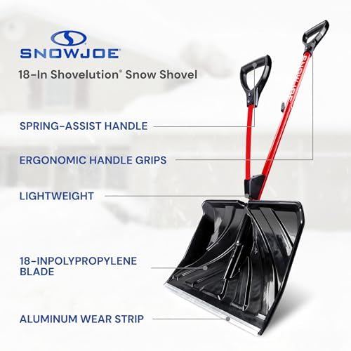 Snow Joe Snow Shovel with 18-Inch Blade and Assist Handle, SJ-SHLV01-RED