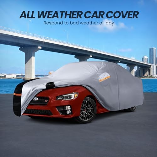Multi-Layer Car Cover Custom Fit for Subaru WRX Impreza STI(2007-2026), 100% Waterproof All Weather for Automobiles, Gift with Towel, Heavy Duty Car Covers for Rain Sun UV Protection with Door Zipper.