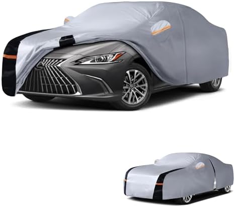 Multi-Layer Car Cover Custom Fit for Lexus ES ES300/ES330/ES350(2012-2026), Waterproof All Weather for Automobiles, Gift with Towel, Heavy Duty Car Covers for Rain Sun UV Protection with Door Zipper