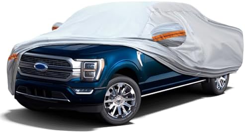 Fit for 198"-220" Length Pickup, 6-Layer Full Car Cover is All-Weather Waterproof, Universal in All Seasons, Snow Prevention, Rainproof, Acid Rainproof, Sunscreen, Orange Reflective Strip