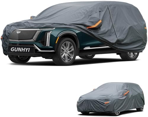 GUNHYI Premium Car Cover Custom Fit Cadillac Vistiq, 16 Layers Heavy Duty Car Cover Waterproof All Weather with Zipper Door for Sun Rain Snow Dust Uv Protection
