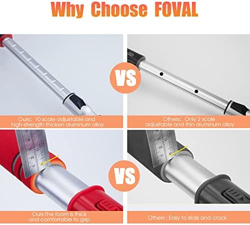 FOVAL 62.4" Extendable Ice Scraper Snow Brush with Squeegee for Windshield Window Car Trucks SUVs, 270° Pivoting Brush Head, Essential Winter Tool Ice Snow Remover with Comfortable Foam Grip