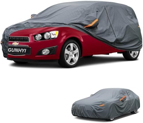 GUNHYI Premium Car Cover Custom Fit Chevrolet Aveo Hatchback, 16 Layers Heavy Duty Car Cover Waterproof All Weather with Zipper Door for Sun Rain Snow Dust Uv Protection